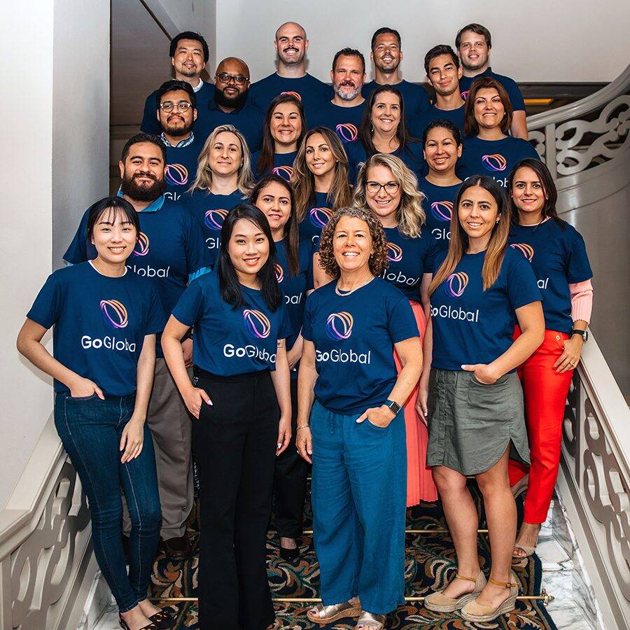 GoGlobal team on staircase